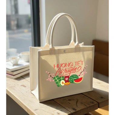 Canvas Túi Hương Tết Cổ Truyền - Tote Bag Bính Ngọ 2.025, Đựng Quà, Đi Chợ, Quà Biếu, 110.000 VND