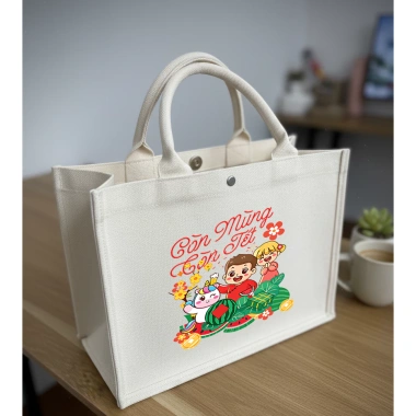 Canvas Túi Hương Tết Cổ Truyền - Tote Bag Bính Ngọ 2.025, Đựng Quà, Đi Chợ, Quà Biếu, 110.000 VND
