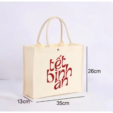 Canvas Túi Hương Tết Cổ Truyền - Tote Bag Bính Ngọ 2.025, Đựng Quà, Đi Chợ, Quà Biếu, 110.000 VND