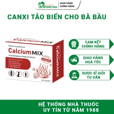 Canxi Tảo Biển Đỏ Bà Bầu Calcium Mix 60 Viên - Dễ Hấp Thu, Hạn Chế Táo Bón, Giá 385k