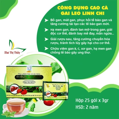Cao Cà Gai Leo và Linh Chi Hòa Tan Mai Thị Thủy - Hộp 25 gói, Giá 135.000đ 3 Cao Cà Gai Leo và Linh Chi Hòa Tan Mai Thị Thủy - Hộp 25 gói, Giá 135.000đ 3