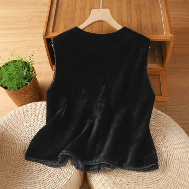 Cao cấp áo vest không tay top đen vàng nhung thời trang thu đông - Giá 280.677₫