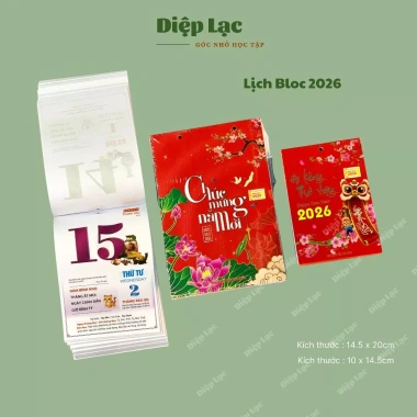 Cao cấp Lịch bloc Bính Ngọ 2.026 TO ĐẠI treo tường - Nhiều kích thước, vpp Diệp Lạc, giá ưu đãi 106.400 VND