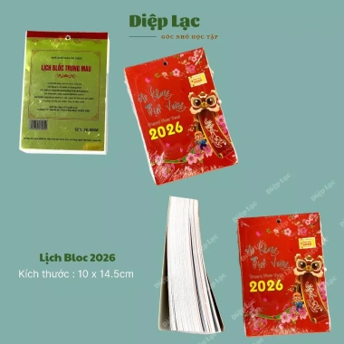 Cao cấp Lịch bloc Bính Ngọ 2.026 TO ĐẠI treo tường - Nhiều kích thước, vpp Diệp Lạc, giá ưu đãi 106.400 VND