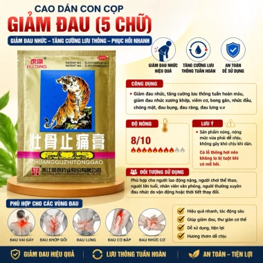 Cao Dán Cọp Shexiang 5/7 Chữ 100 Gói - Chính Hãng, Giá Giảm 410k, Dán Đẹp 4