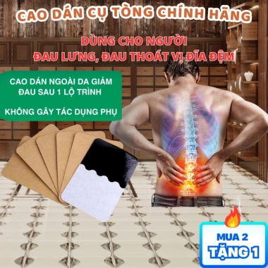 Cao Dán Đau Lưng Thảo Dược Cụ Tòng - Giảm Đau Thoát Vị Đĩa Đệm, 10 miếng 25k
