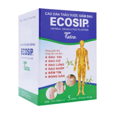 Cao dán Ecosip TATRA đau vai, lưng, khớp, bong gân - 20 gói x5 miếng - Giá 395.000 VND