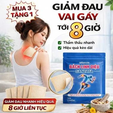 Cao Dán Giảm Đau Thảo Dược Bách Linh Diệu Santafa - Giảm Đau Nhanh, Không Kích Ứng Da, Túi 5 Miếng 49k