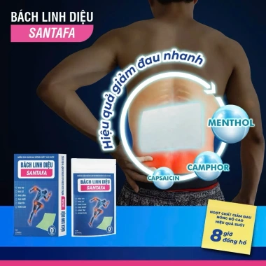 Cao Dán Giảm Đau Thảo Dược Bách Linh Diệu Santafa - Giảm Đau Nhanh, Không Kích Ứng Da, Túi 5 Miếng 49k