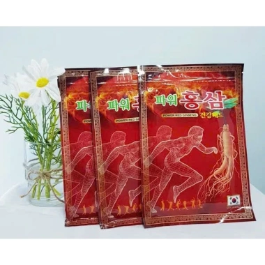 Cao Dán Hồng Sâm Đỏ Power Red Ginseng Hàn Quốc - Hỗ Trợ Lưu Thông Máu, Giảm Đau Nhức Xương Khớp, Túi 20 Miếng