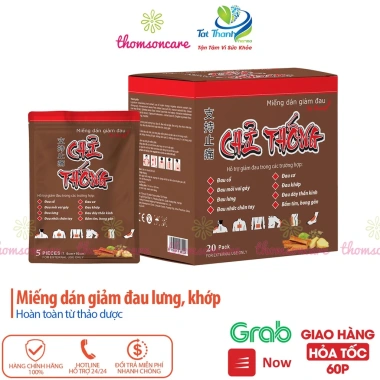 Cao dán nóng Chỉ thống giảm đau lưng, cổ vai gáy, nhức tay chân - Gói 5 miếng 25k