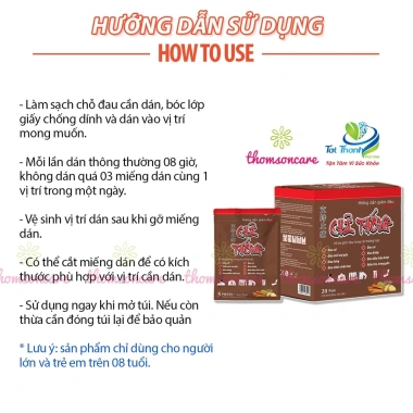 Cao dán nóng Chỉ thống giảm đau lưng, cổ vai gáy, nhức tay chân - Gói 5 miếng 25k