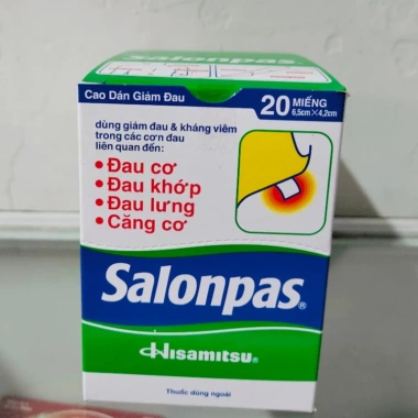 Cao dán Salonpas Hisamitsu 10 hộp x 20 miếng - Giảm đau vai, lưng, cơ, chỉ 360.000₫ Cao dán Salonpas Hisamitsu 10 hộp x 20 miếng - Giảm đau vai, lưng, cơ, chỉ 360.000₫