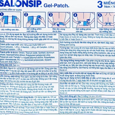 Cao dán Salonsip Gel 8 gói x 3 miếng - Patch giảm đau mỏi cơ, đau cơ, chỉ 315.000₫ 3