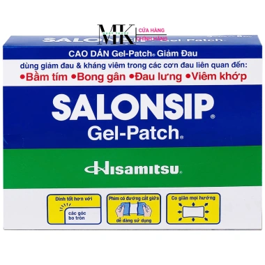 Cao dán Salonsip Gel giảm đau cơ, bầm tím, bong gân, đau lưng - 8 gói x 3 miếng, chỉ 315.000 VND