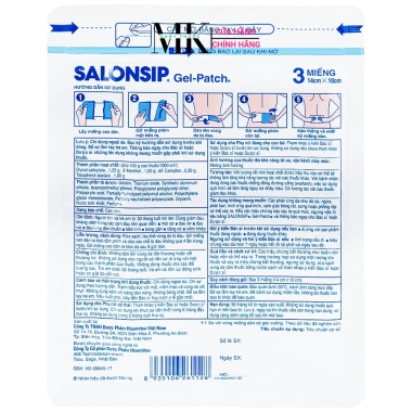 Cao dán Salonsip Gel giảm đau cơ, bầm tím, bong gân, đau lưng - 8 gói x 3 miếng, chỉ 315.000 VND