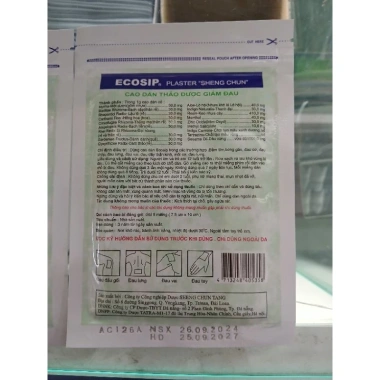 Cao dán thảo dược Ecosip 5 miếng - Giảm đau xương khớp nhanh, giá chỉ 22.000đ 2