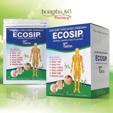 Cao dán thảo dược ECOSIP giảm đau nhanh – 20 gói x 5 miếng, chỉ 390.000₫