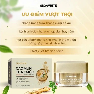 Cao Mụn Thảo Mộc Sica White 10g - Giá chỉ 150.000, Kiểm Soát Da Dầu Mụn