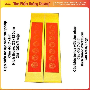 Cặp 2 Câu đối Biểu bo lụa bồi xuyến đỏ: Thư pháp 7 chữ, chỉ 140.000₫