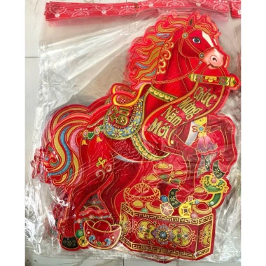 Cặp 2 con ngựa giấy nhung đỏ - Trang trí Tết 2.026, giảm giá, chỉ 63.050₫ 2