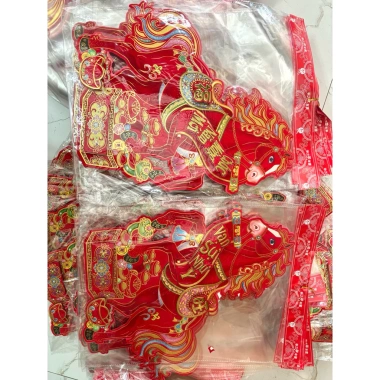 Cặp 2 con ngựa giấy nhung đỏ - Trang trí Tết 2.026, giảm giá, chỉ 63.050₫ 5
