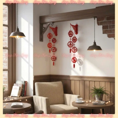 Cặp 2 dây treo lồng đèn đỏ treo tường phát tài, phát lộc decor Tết 2.026 trang trí nhà cửa, quán xá 3 Cặp 2 dây treo lồng đèn đỏ treo tường phát tài, phát lộc decor Tết 2.026 trang trí nhà cửa, quán xá 3