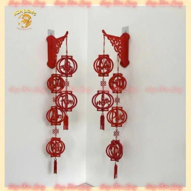 Cặp 2 dây treo lồng đèn đỏ treo tường phát tài, phát lộc decor Tết 2.026 trang trí nhà cửa, quán xá