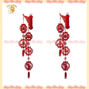 Cặp 2 dây treo lồng đèn đỏ treo tường phát tài, phát lộc decor Tết 2.026 trang trí nhà cửa, quán xá