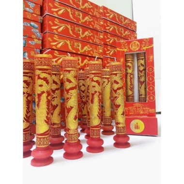 Cặp 2 Đèn cầy cưới Rồng Phụng Sáp Parrafin có chân đèn - Giá chỉ 199.000 VND