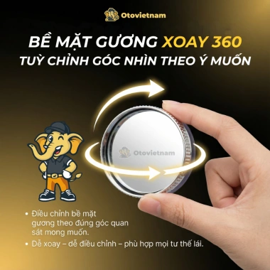 Cặp 2 gương cầu lồi xoay 360 ô tô - Mở rộng tầm nhìn, triệt tiêu điểm mù - Giá 59.000₫