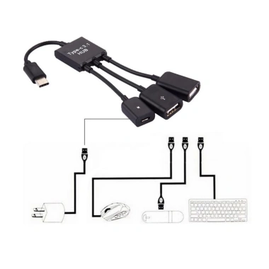 Cáp 3 trong 1 Type-C sang Micro OTG USB 2.0, hỗ trợ máy ảnh, chuột - 153.000đ