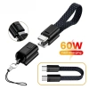 Cáp 60W USB‑C Sạc Nhanh, Bện Móc Khóa, Tương Thích Xiaomi, Huawei, iPhone