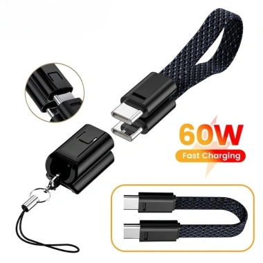 Cáp 60W USB‑C Sạc Nhanh, Bện Móc Khóa, Tương Thích Xiaomi, Huawei, iPhone