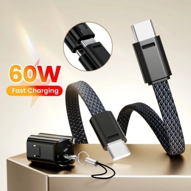 Cáp 60W USB‑C Sạc Nhanh, Bện Móc Khóa, Tương Thích Xiaomi, Huawei, iPhone