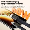 Cáp 60W USB‑C Sạc Nhanh, Bện Móc Khóa, Tương Thích Xiaomi, Huawei, iPhone 4