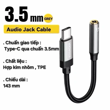 Cáp âm thanh Essager Type-C sang 3.5mm - LN, jack tai, AUX, giảm còn 59.000đ