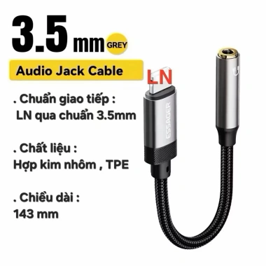 Cáp âm thanh Essager Type-C sang 3.5mm - LN, jack tai, AUX, giảm còn 59.000đ