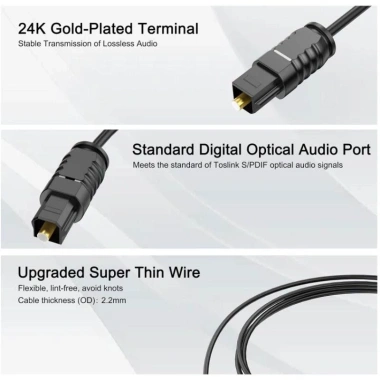 Cáp âm thanh sợi quang 5.1 Toslink - PS4, Xbox, TV, DVD Blu‑Ray - Giá 37.400 VND