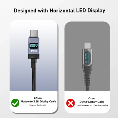 Cáp bện Nylon EAGET Type C sang Type C 100W có màn hình LED - Sạc nhanh, Giá ưu đãi 53.900 VND 6