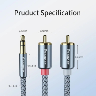 Cáp Chia Cổng Âm Thanh Essager RCA sang Jack 3.5mm - Giá 62.600 VND, giảm 13% 6 Cáp Chia Cổng Âm Thanh Essager RCA sang Jack 3.5mm - Giá 62.600 VND, giảm 13% 6