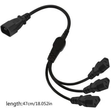 Cáp chuyển đổi 50cm IEC320 C14 sang IEC320 C13, 3 đầu cuối Nam sang Nữ, dây đen, giảm giá 184.690 VND