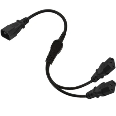 Cáp chuyển đổi 50cm IEC320 C14 sang IEC320 C13, 3 đầu cuối Nam sang Nữ, dây đen, giảm giá 184.690 VND