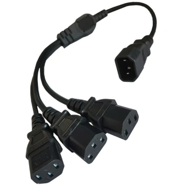 Cáp chuyển đổi 50cm IEC320 C14 sang IEC320 C13, 3 đầu cuối Nam sang Nữ, dây đen, giảm giá 184.690 VND