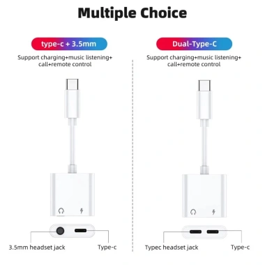 Cáp chuyển đổi âm thanh Type-C sang 3.5mm và Đầu sạc Type-C cho Samsung, Oppo, iPhone 15 - 99.000đ