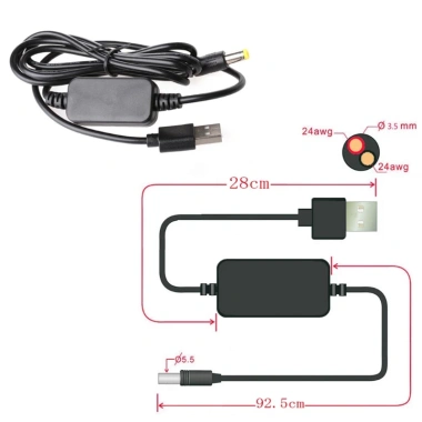 Cáp chuyển đổi DC-DC USB 5V lên 9V/12V, DC Jack 5.5mmx2.1mm - Giá chỉ 66.110đ