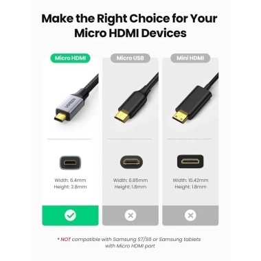 Cáp chuyển đổi Micro HDMI to HDMI 2.0 Ugreen 10.553 4K 3D - Giá 139.000đ, chính hãng 3 Cáp chuyển đổi Micro HDMI to HDMI 2.0 Ugreen 10.553 4K 3D - Giá 139.000đ, chính hãng 3