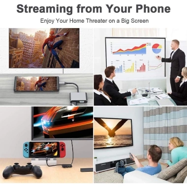 Cáp chuyển đổi Type-C sang HDMI+VGA+USB3.0 4K chất lượng cao Kết nối TV, máy chiếu, giá ưu đãi 74.998 4
