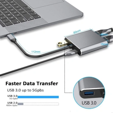 Cáp chuyển đổi Type-C sang HDMI+VGA+USB3.0 4K chất lượng cao Kết nối TV, máy chiếu, giá ưu đãi 74.998 5