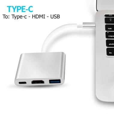 Cáp chuyển đổi Type-C sang HDMI+VGA+USB3.0 4K chất lượng cao Kết nối TV, máy chiếu, giá ưu đãi 74.998 6